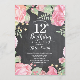 12ma invitación floral botánica del cumpleaños