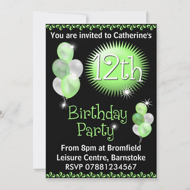 12mo Invitación de la fiesta de cumpleaños (Anverso)