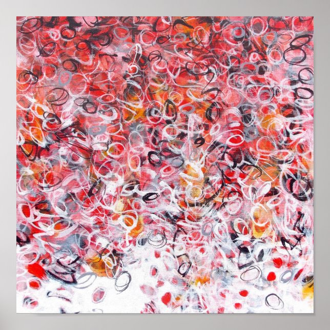 12x12 Resumen Impresión de arte moderno rojo negro (Frente)