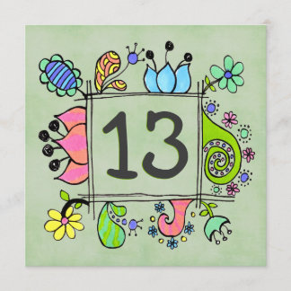 13ª invitación a fiesta de cumpleaños colorida