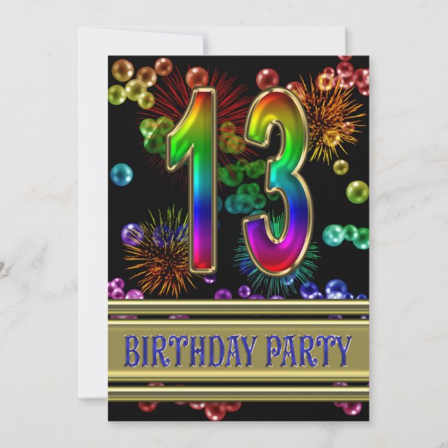 13.ª fiesta de cumpleaños Invitación con burbujas (Anverso)