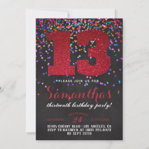 13.ª Invitación a Confetti de Cumpleaños