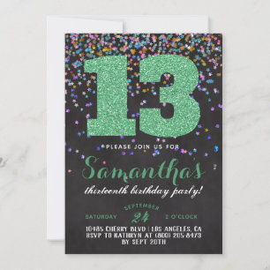 13.ª Invitación a Confetti de Cumpleaños