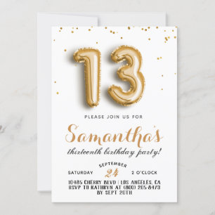 13.ª Invitación a Confetti de Cumpleaños