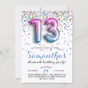 13.ª Invitación a Confetti de Cumpleaños