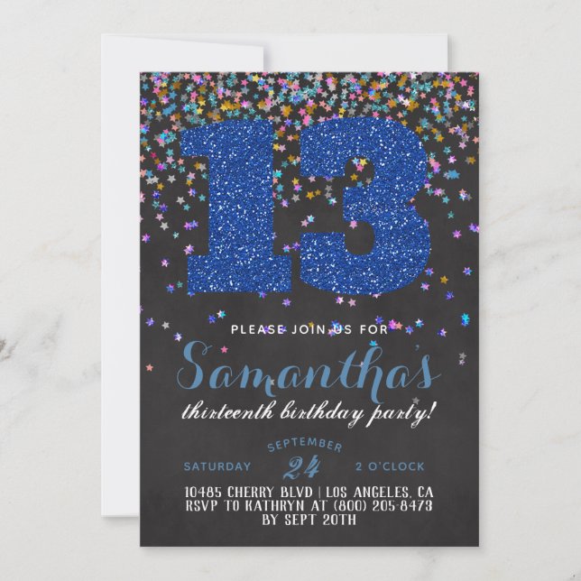 13.ª Invitación a Confetti de Cumpleaños (Anverso)