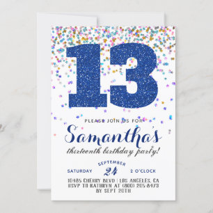 13.ª Invitación a Confetti de Cumpleaños