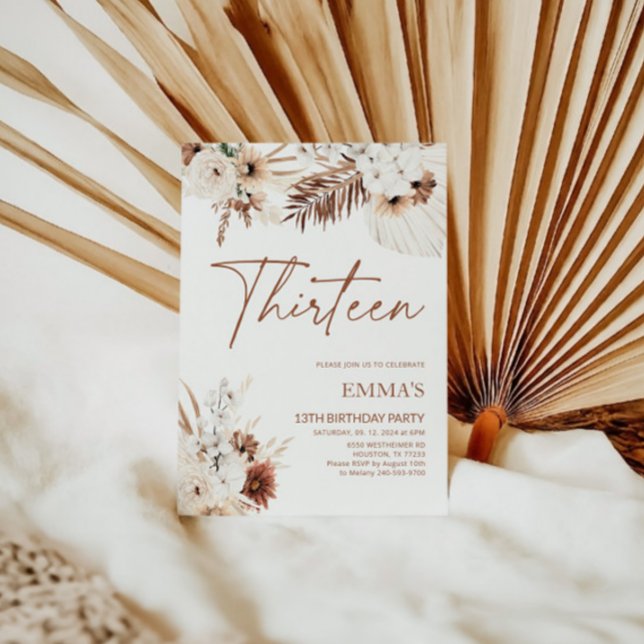 13.ª Invitación a cumpleaños Boho Pampas (Subido por el creador)