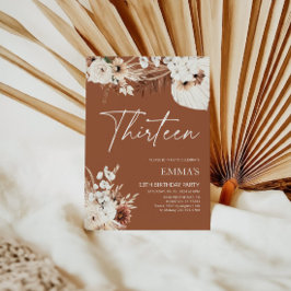 13.ª Invitación a cumpleaños Terracotta Boho Pampa