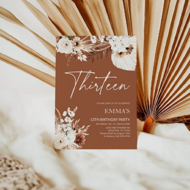 13.ª Invitación a cumpleaños Terracotta Boho Pampa (Subido por el creador)