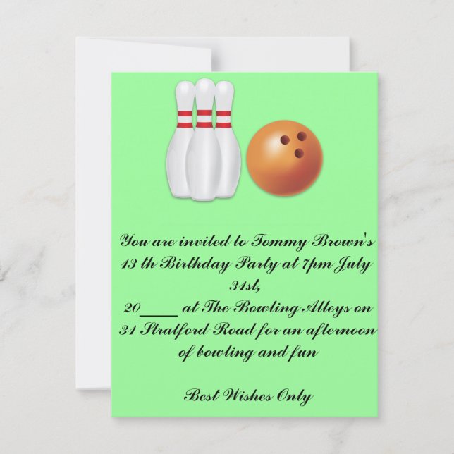 13.ª invitación a la fiesta de bolos de cumpleaños (Anverso)