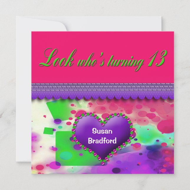 13.ª invitación a la fiesta de cumpleaños - Chica (Anverso)