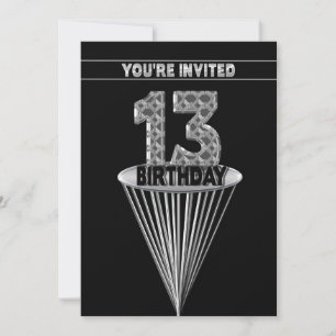 13.ª invitación a la fiesta de cumpleaños - Plata 