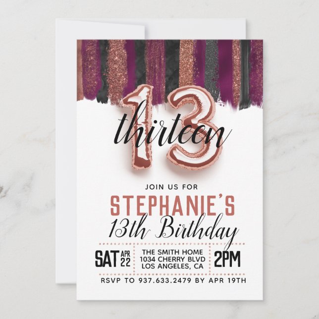 13.ª invitación a Rosa de oro por cumpleaños (Anverso)