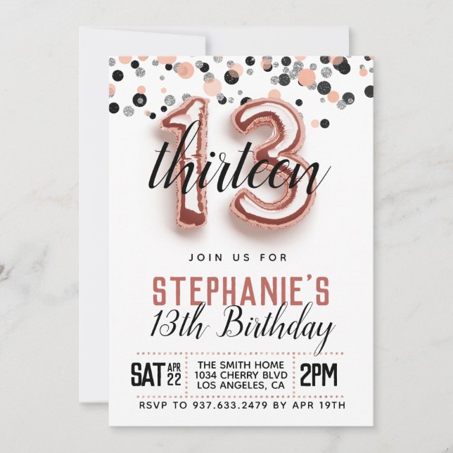 13.ª invitación a Rosa de oro por cumpleaños (Anverso)