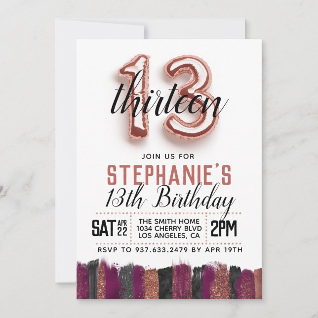 13.ª invitación a Rosa de oro por cumpleaños (Anverso)