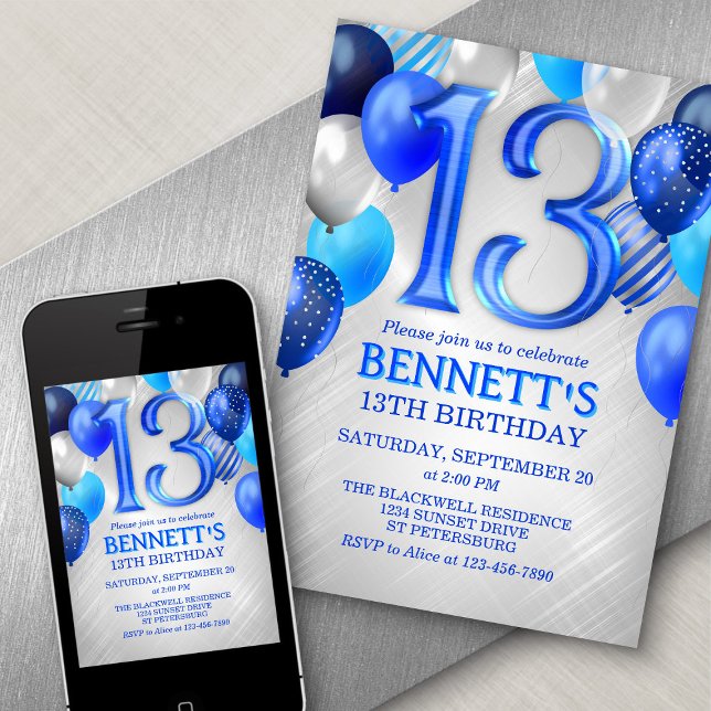 13.ª Invitación al cumpleaños azul (Subido por el creador)