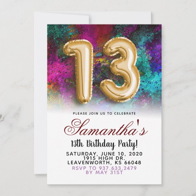 13.ª Invitación al Gradiente de Cumpleaños (Anverso)