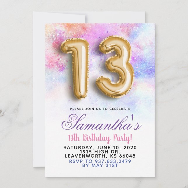 13.ª Invitación al Gradiente de Cumpleaños (Anverso)