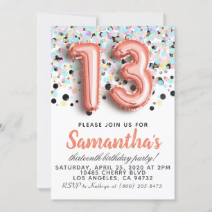 13.ª invitación de cumpleaños