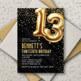13.ª invitación de oro negro a los cumpleaños