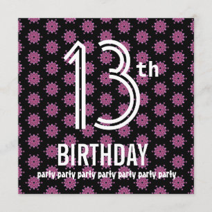 13.ª plantilla de fiesta de cumpleaños Pink Black