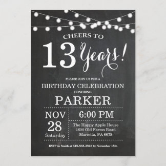 13.ª tabla de invitaciones por cumpleaños