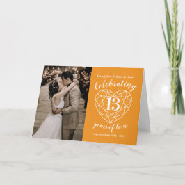 13.ª tarjeta cardíaca de citrina de aniversario de