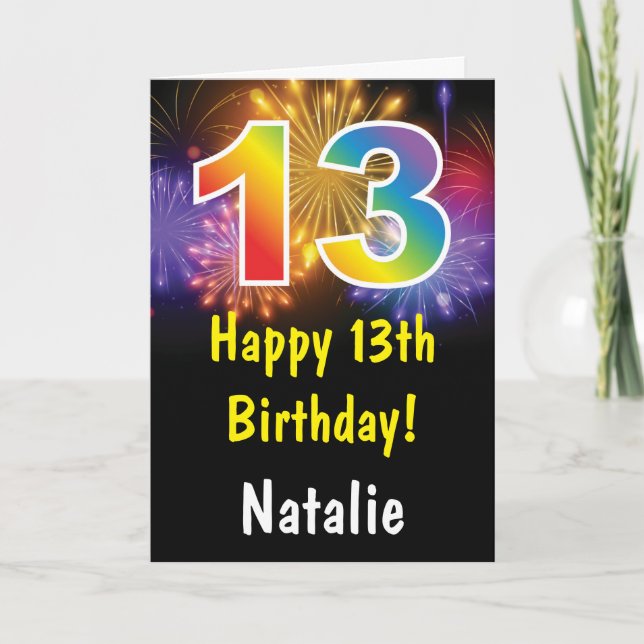 13.ª tarjeta de cumpleaños para fuegos artificiale (Anverso)