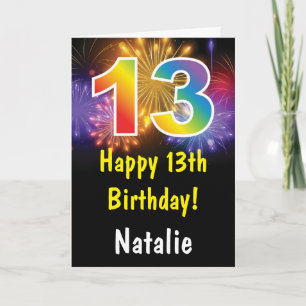 13.ª tarjeta de cumpleaños para fuegos artificiale