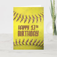13.ª Tarjeta de Softball de cumpleaños