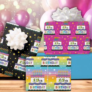 13.º cumpleaños estribos de arcoiris Papel de envo
