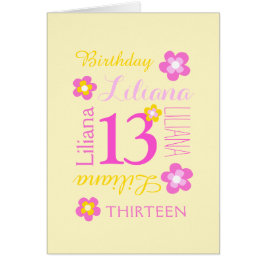13 años nombre personalizado flores amarillas rosa