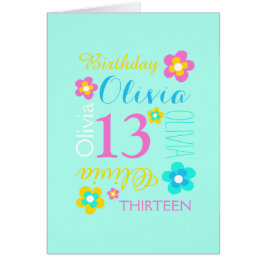 13 años personalizado de flores aqua amarillo rosa