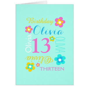 13 años personalizado de flores aqua amarillo rosa