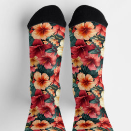 #13 Calcetines de la tripulación con patrón floral