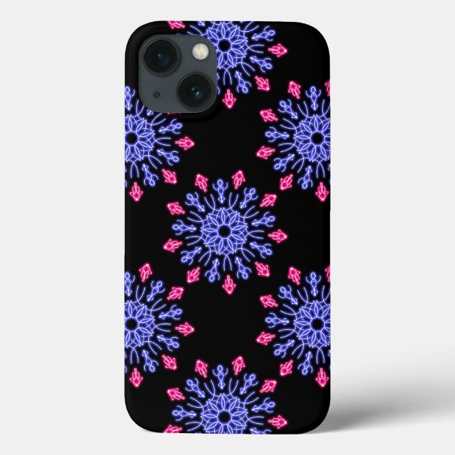13 Funda Case-Mate para iPhone de flor de neón azul y (Reverso)