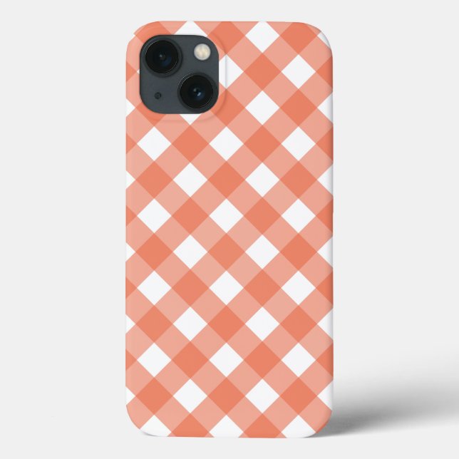 13 Funda Case-Mate para iPhone de gingham naranja (Reverso)