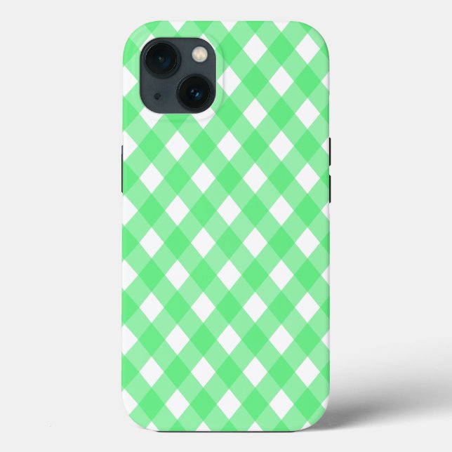 13 Funda Case-Mate para iPhone de gingham verde (Reverso )
