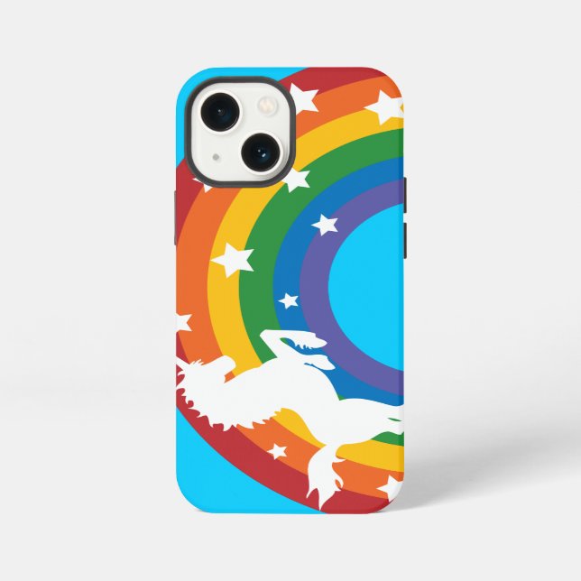 13 Mini Funda para iPhone 5C de Unicornio Arcoíris Retro (Reverso )
