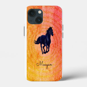 13 Mini Funda para iPhone Black Horse Rustic Sparkle