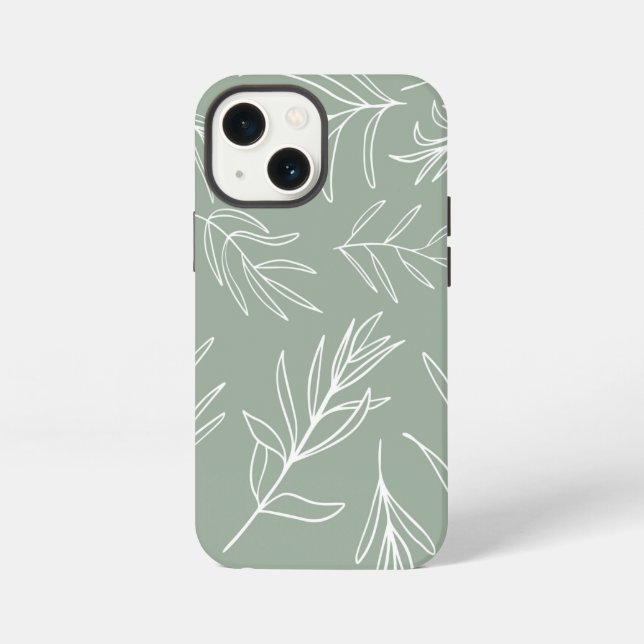 13 Mini Funda para iPhone Case-Mate de hojas blancas sobre (Reverso )