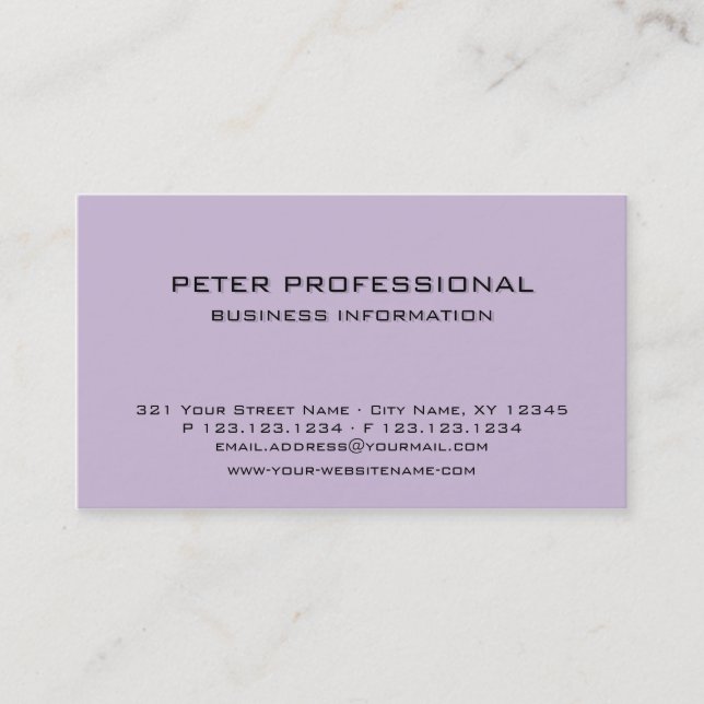 13 modernas tarjetas de visita profesional violeta (Anverso)