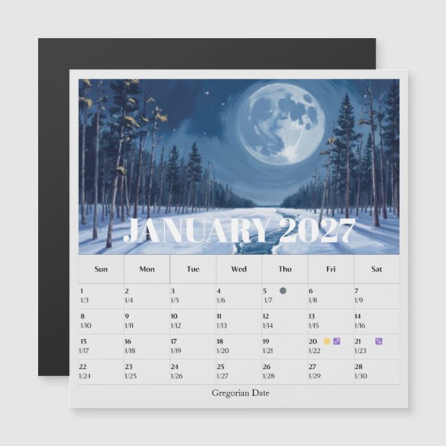 13-Month Moon Phase Zodiac january Calendar (Anverso/Reverso)