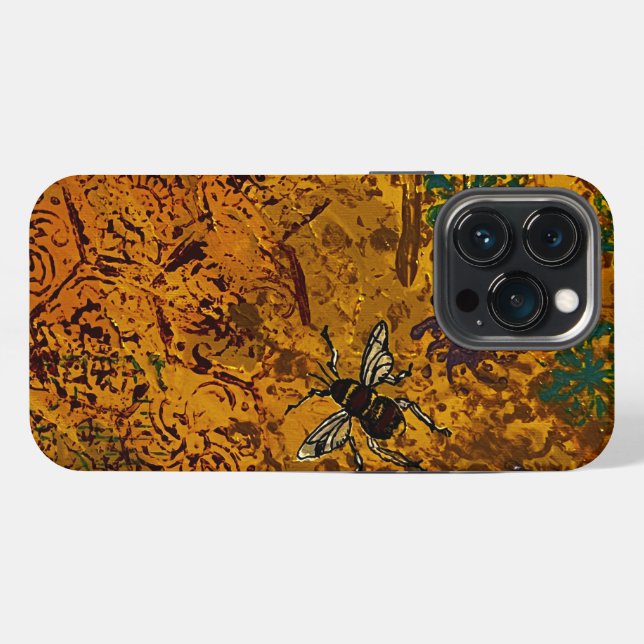13 Pro Funda para iPhone de abeja melífera (Reverso Horizontal)