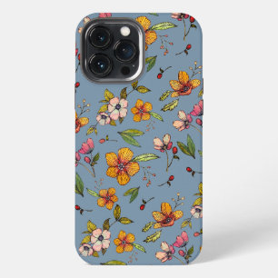 13 Pro Max Funda para iPhone con patrón floral otoñal