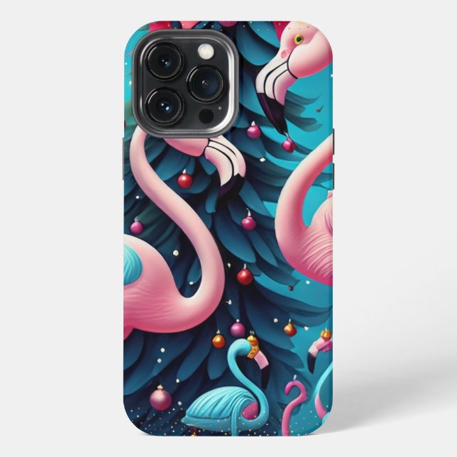 13 Pro Max Funda para iPhone / iPad de flamenco de Navidad (Reverso )