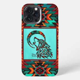 13 Pro Max Funda para iPhone Lobo Tribal Aullando a la Luna