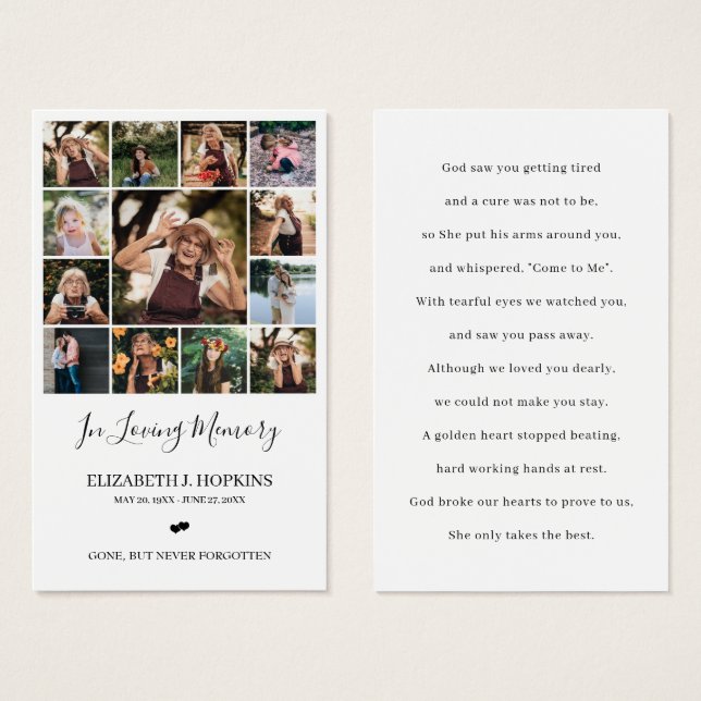 13 tarjetas de Collage de fotos para la oración en (Anverso y reverso)