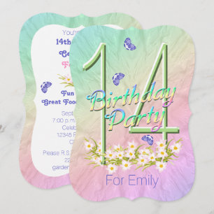 14.ª fiesta de cumpleaños invitaciones al jardín a